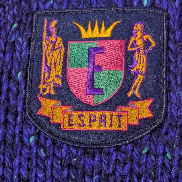 Vintage Esprit Sweater Vest Crest Pullover Logo Heritagecore Preppy Academia 80s - Picture 4 of 7
